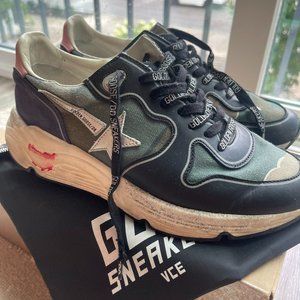 GOLDEN GOOSE SZ 38 CAMO RUNNING SOLE SNEAKERS